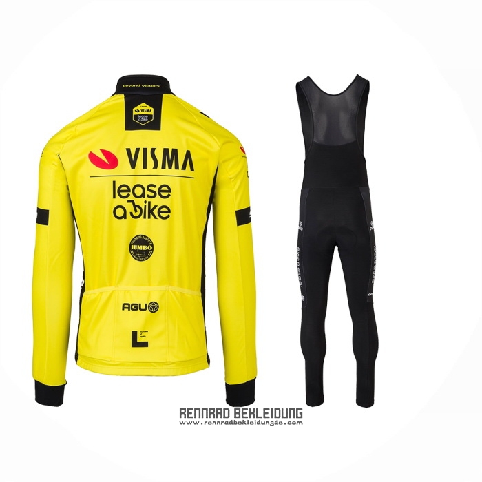 2024 Fahrradbekleidung Jumbo Visma Gelb Shwarz Trikot Langarm Und Tragerhose